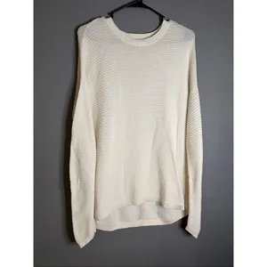Ann Taylor Loft Women's Ivory Vertical Rib Sweater Long Sleeve M NWOT thumbnail 2