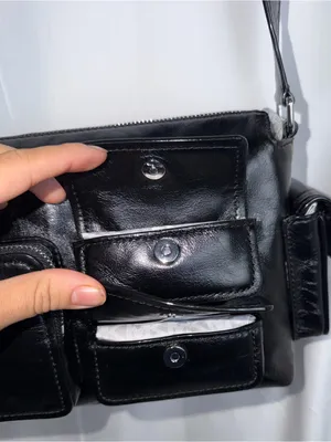 Michael Kors Black Leather Messenger Bag with Front Pocket Details thumbnail 3