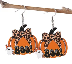 Halloween Pumpkin Earrings Boo Leopard Bow Ghost Dangle Drop Earrings New‎ thumbnail 1