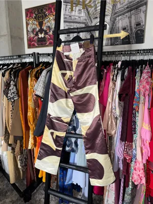 House of Sunny High Way Print Satin Flared Pants Trousers Womens US 4 NWT thumbnail 8