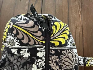 Vera Bradley Large Duffle Overnight Bag Baroque Print Yellow Black Retired thumbnail 3