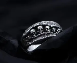 & Other Stories Men’s 5 Skull Design Vintage Look Adjustable Ring SZ 9-13 thumbnail 2