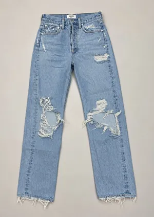AGOLDE 90s Mid Rise Loose Fit Jeans Size 23 Light Wash Distressed thumbnail 1