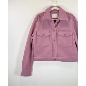 Aritzia Wilfred Free Womens Shirt Jacket Pink Autumn Merino Wool Shacket Small thumbnail 5