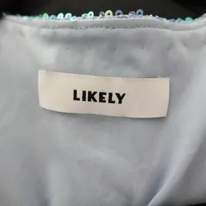 Likely Light Blue Sequin V-Neck Mini Wrap Dress Size S thumbnail 3