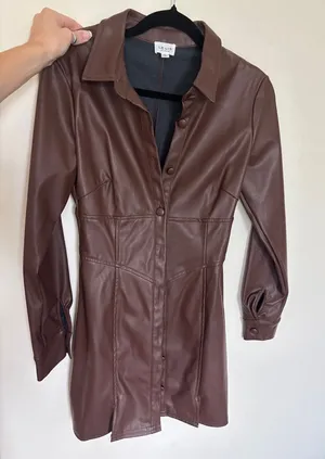 Le Lis Chestnut Brown Leather dress thumbnail 1