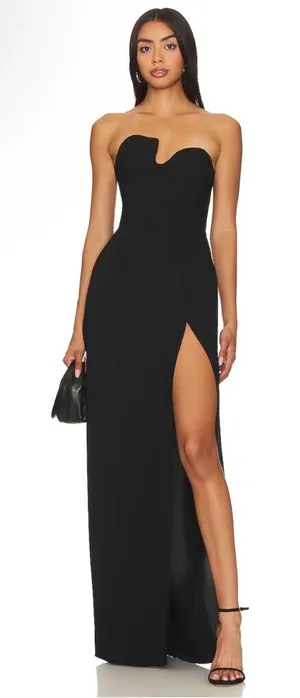 Amanda Uprichard Puzzle Gown Strapless Maxi Dress In Black thumbnail 1
