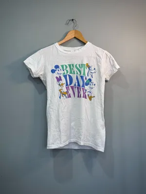 White Disney Best Day Ever Tee Size M EUC thumbnail 3