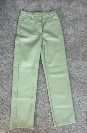 Aritzia Wilfred Melina Straight Leg Sage Green Faux Leather Pants thumbnail 1