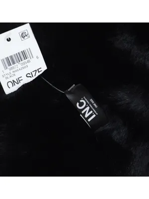 NWT Inc International Concepts Womens Faux Fur Pull-Through Scarf Stole Black thumbnail 3