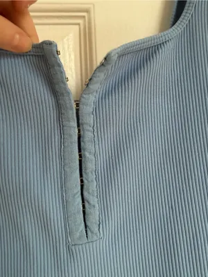 Abercrombie Soft A&F Blue Ribbed Hook & Eye Bodysuit M thumbnail 8