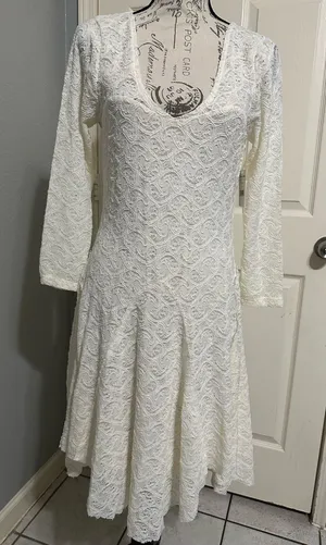 Free people lace long sleeves dress cream color size L cute dress bohemian ✨ y2k thumbnail 1