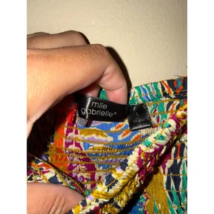 Mlle Gabrielle Women Boho Multi Color Floral Paisley Smock Tiered Midi Dress‎ L Resort Festival thumbnail 4