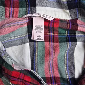 Victoria's Secret -430 Flannel Pajama Set Womens Medium Red Green‎ Plaid thumbnail 2