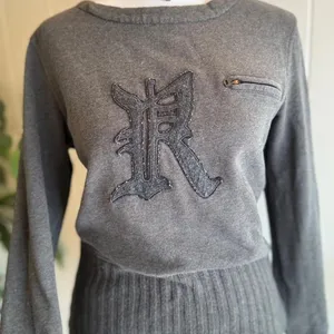 Ralph Lauren Gray Long Sleeve Sweater Ribbed Waist Women's Size Medium thumbnail 3