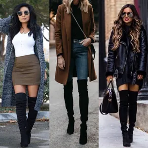 Luxe Black Vegan Suede lace up Over the Knee Boots size 7.5 thumbnail 4