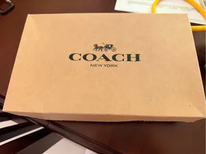 Coach Brown Signature Zip-Around Wallet with Black Leather Trim thumbnail 3