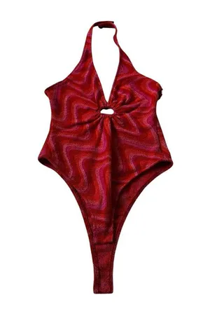 Zara Pink & Orange Bodysuit 70's Retro Groovy Women Top Size XS | 23-4 thumbnail 3
