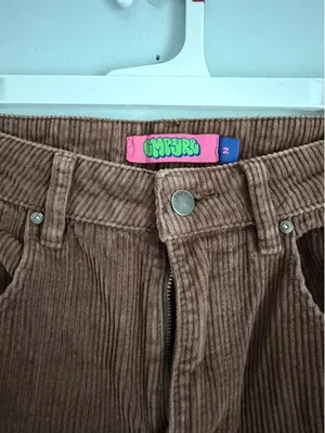 Empyre Zumiez Brown Corduroy Baggy Skate Pants Size 2 Y2K thumbnail 2