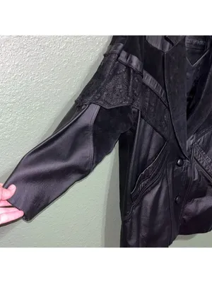 Vintage Suede Black Leather Western Mid-Length Coat Leather Jacket gorpcore thumbnail 6