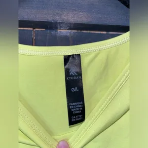 Kyodan Neon Yellow Athletic Crop Tank‎ Top with Side Ties Workout Activewear C26 thumbnail 4
