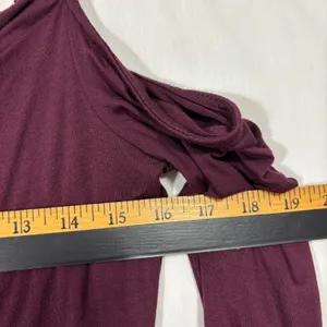 Rock &‎ Republic Cold Shoulder Top Burgundy Cowl Neck Metallic Straps Edgy S thumbnail 5