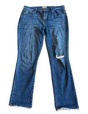 Oliver Logan Crosby Relaxed Taper Jeans Dark Wash Distressed Slow Denim Size 31 thumbnail 1