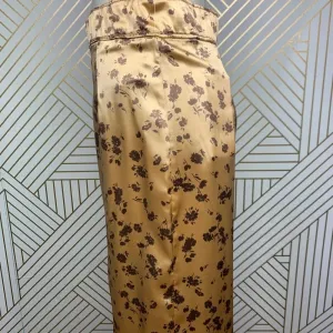 Zara Floral Print Slip Midi Skirt In Tan Gold Brown Satin Size‎ US Medium thumbnail 11