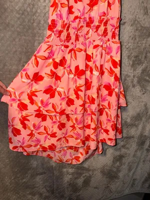 Madden NYC Halter Maxi Dress Size XXXL Pink Floral Ruffle High-Low thumbnail 4