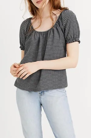 Madewell Texture and Thread striped peasant top thumbnail 1