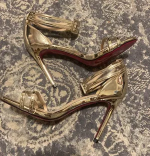 Colour Cherie Gold And Clear Women's Stiletto Heeled Sandals Size 37 thumbnail 1