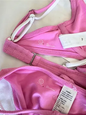 NWT Hollister Strappy Layered Bikini Set - Pink/White - XS thumbnail 3