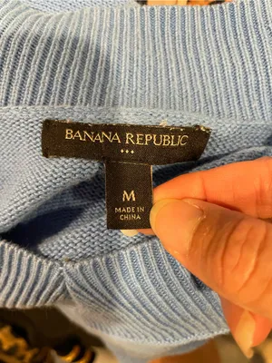 Cute ocean blue wide v-neck Banana Republic oversized cotton sweater thumbnail 2