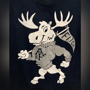 *Abercrombie & Fitch Vintage Y2K Navy Moose Mascot Graphic Short Sleeve Shirt thumbnail 4