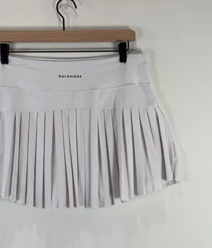 Gold Hinge Women Skort Off White Pleated Mini Tennis Skirt Lined High Waist XL thumbnail 8