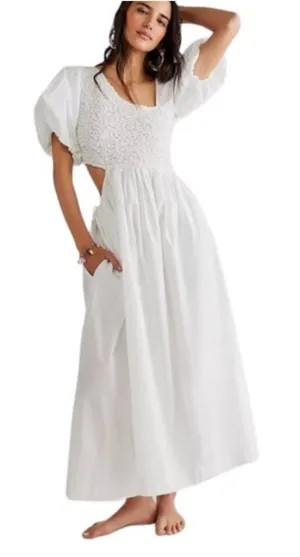 Free People Kalina White Side‎ Cutout Midi Dress Size Small thumbnail 1