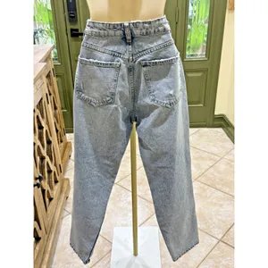 Zara light wash high-rise distressed denim jeans – size 2 thumbnail 5
