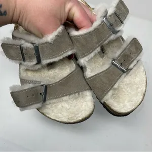 BIRKENSTOCK Arizona Shearling in Iron grey & Natural sz 36 L 5 thumbnail 10