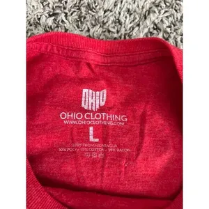 Ohio clothing Women's Red‎ short sleeve Ohio with animal prints shirt size large thumbnail 3