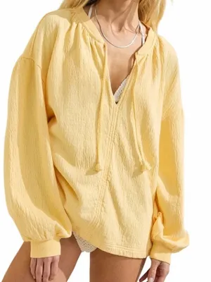 Aerie Yellow Notes Easy Street Sweatshirt Size Medium NWOT Oversized thumbnail 1