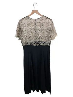 Vintage 80s Jeffrey and Dara Cocktail Evening Dress Size 14 Lace Overlay Gown thumbnail 2
