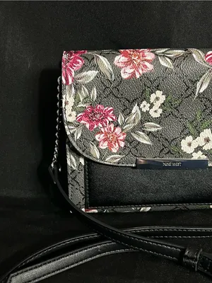 Nine West Black Floral Crossbody with Pink and Cream Blooms thumbnail 4