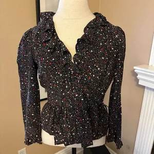 Madewell silk tie ruffle Star blouse small thumbnail 3