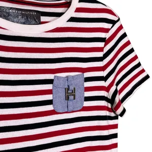 Tommy Hilfiger Dress Womens Small Multicolor Striped T Shirt Short Sleeve Pocket thumbnail 8