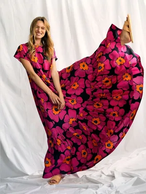 Free People • Blossom Maxi Dress black floral silk pink orange flowy Night Combo thumbnail 5