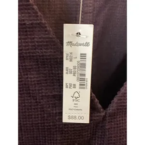 New Women's Madewell‎ Waffle-Knit Relaxed V-Neck Top Sz L thumbnail 5