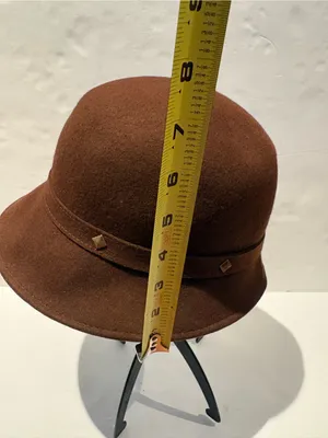 Womens Vintage Brown Wool Cloche Hat with Stud Trim thumbnail 6