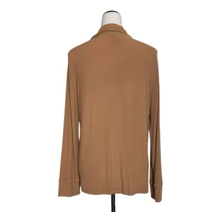 Skims Sienna Soft Lounge Ribbed Long Sleeve Pajama Top Size S Brown Button Up thumbnail 3