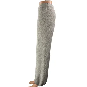 SKIMS Women's Gray High Rise Knit Textured Straight Leg Lounge Trouser Pants S/M thumbnail 2