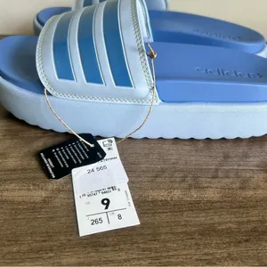 Adidas Adeilette Platform Unisex Blue Slip On Sandals Size 9 or 10 #487 thumbnail 4